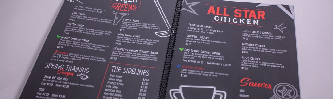 Cheers Spiral Bound Menu